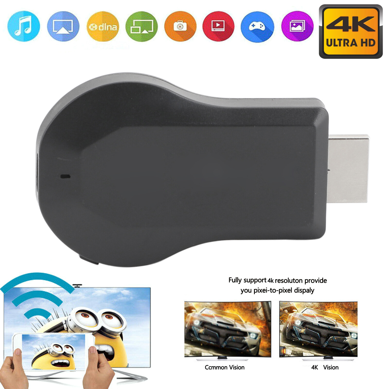 True 4K M100 TV Stick HD WiFi Wireless Dongle Receiver TV Streamer