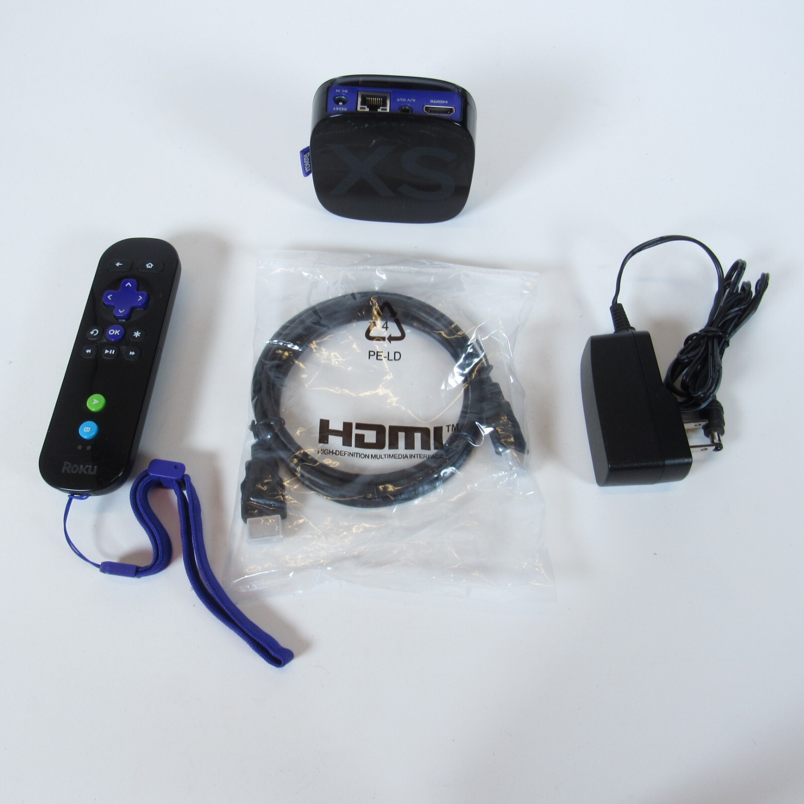Roku 2 XS Media Streamer 3100X – Black w/ Remote & Adapter/HDMI Cord