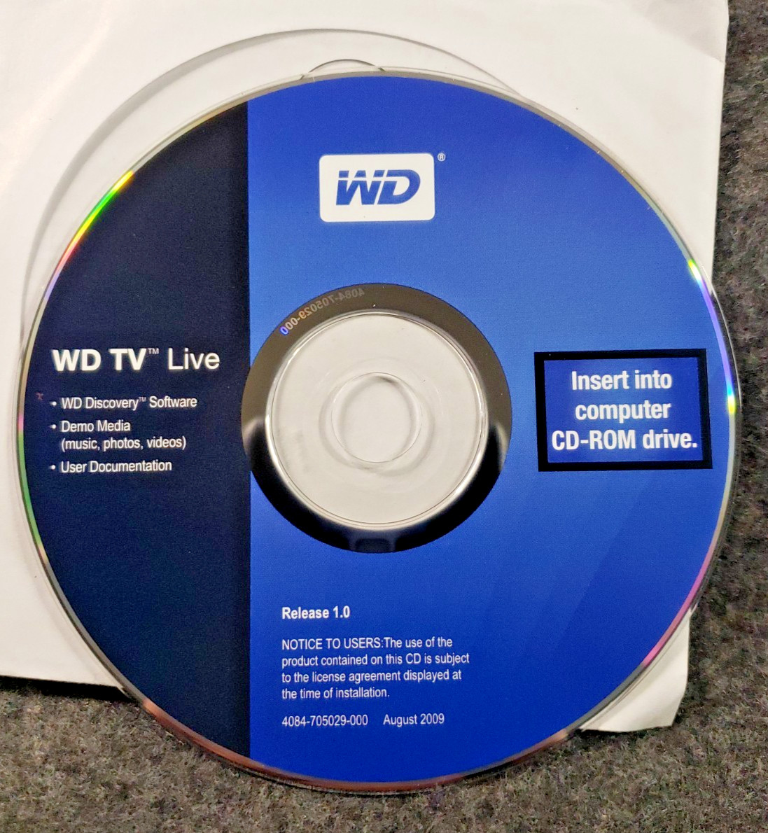 Western Digital WD TV Live Software CD….. ….. (C6B1)