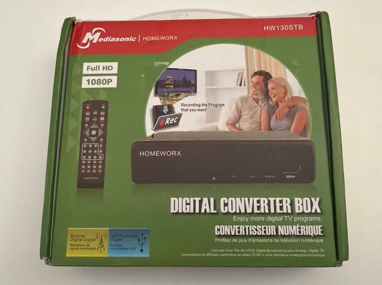 Mediasonic HomeWorx HW130STB Digital Converter Box 1080p ATSC DVR USB PVR Remote