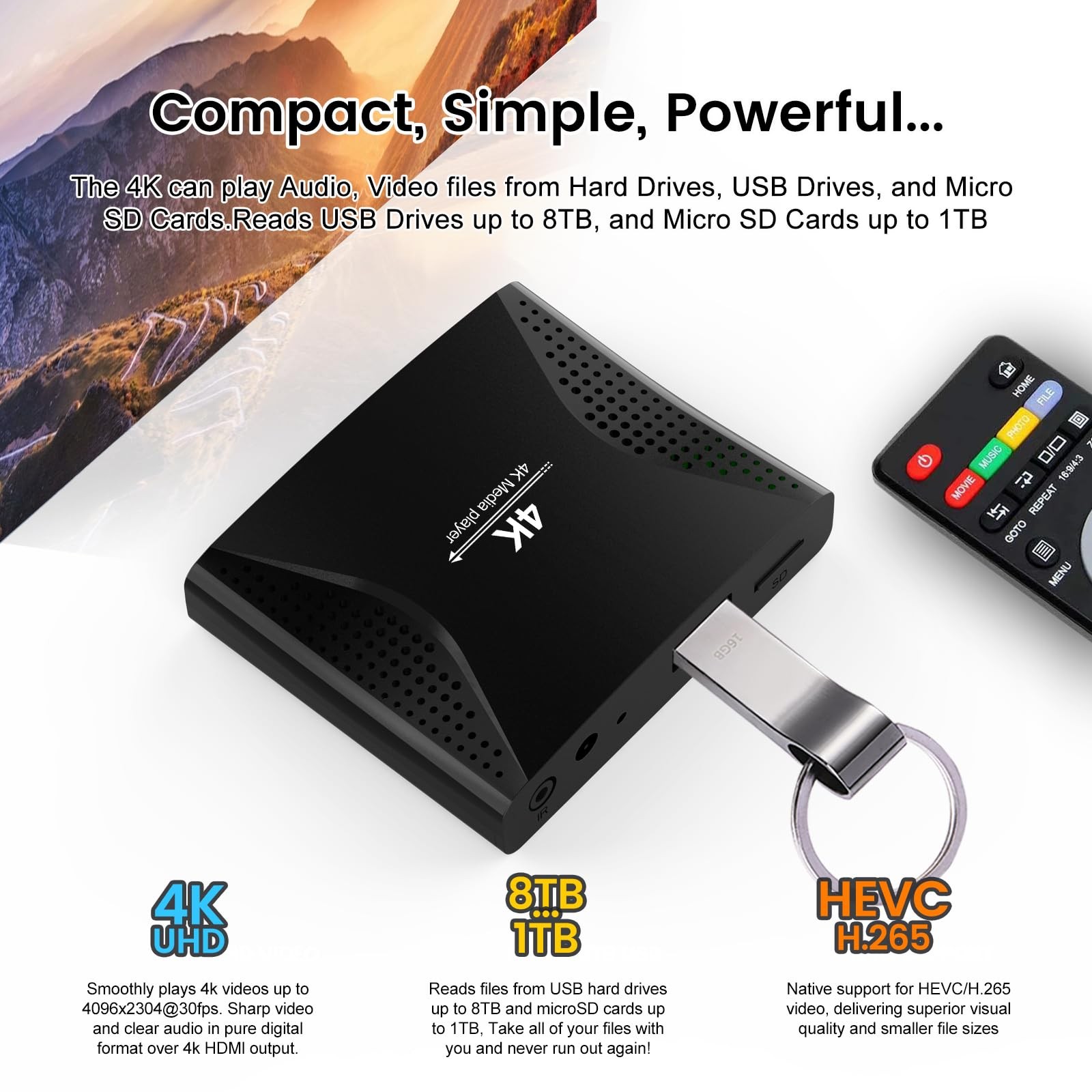 4K Digital Signage Media Player — Auto Play & Loop USB Videos, No WiFi Needed…