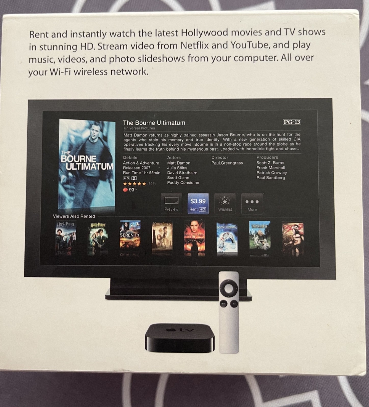 APPLE TV 2nd Generation A1378 MC572LL/A w/ box + remote & updated firmware XLNT