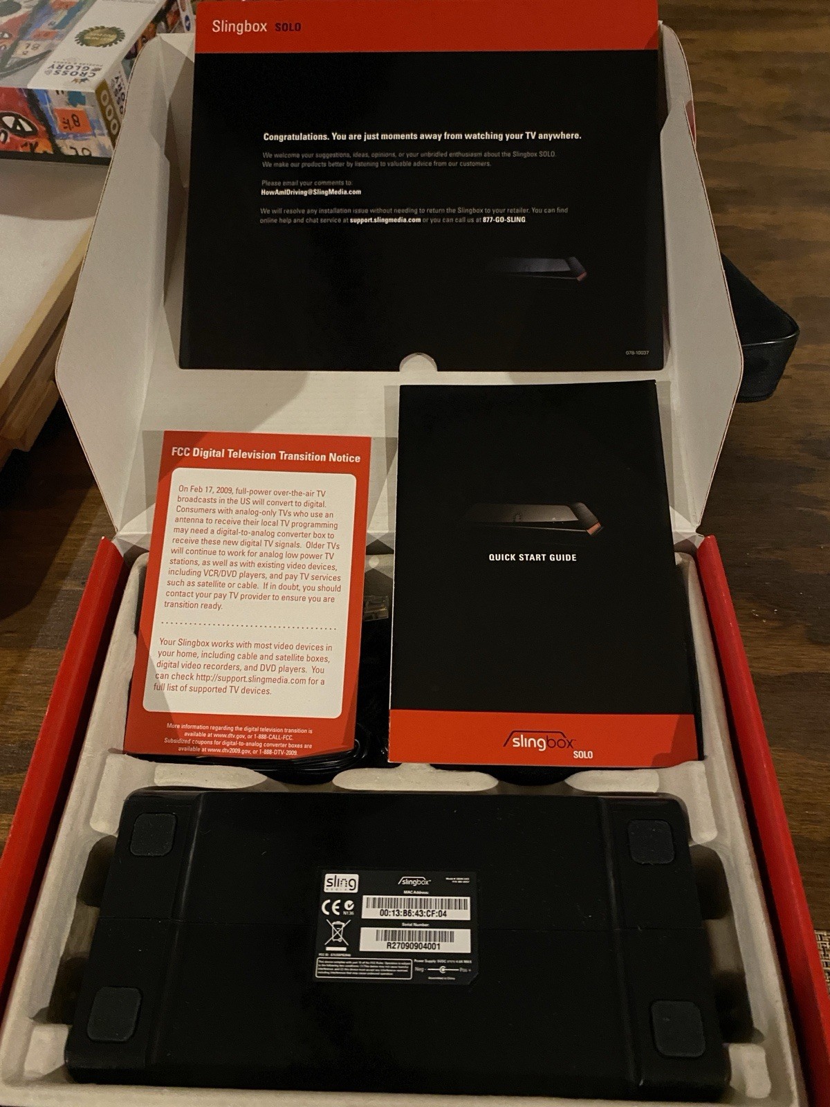 Slingbox Solo SB260-100 Internet TV Broadcaster With Box And Original Cabling