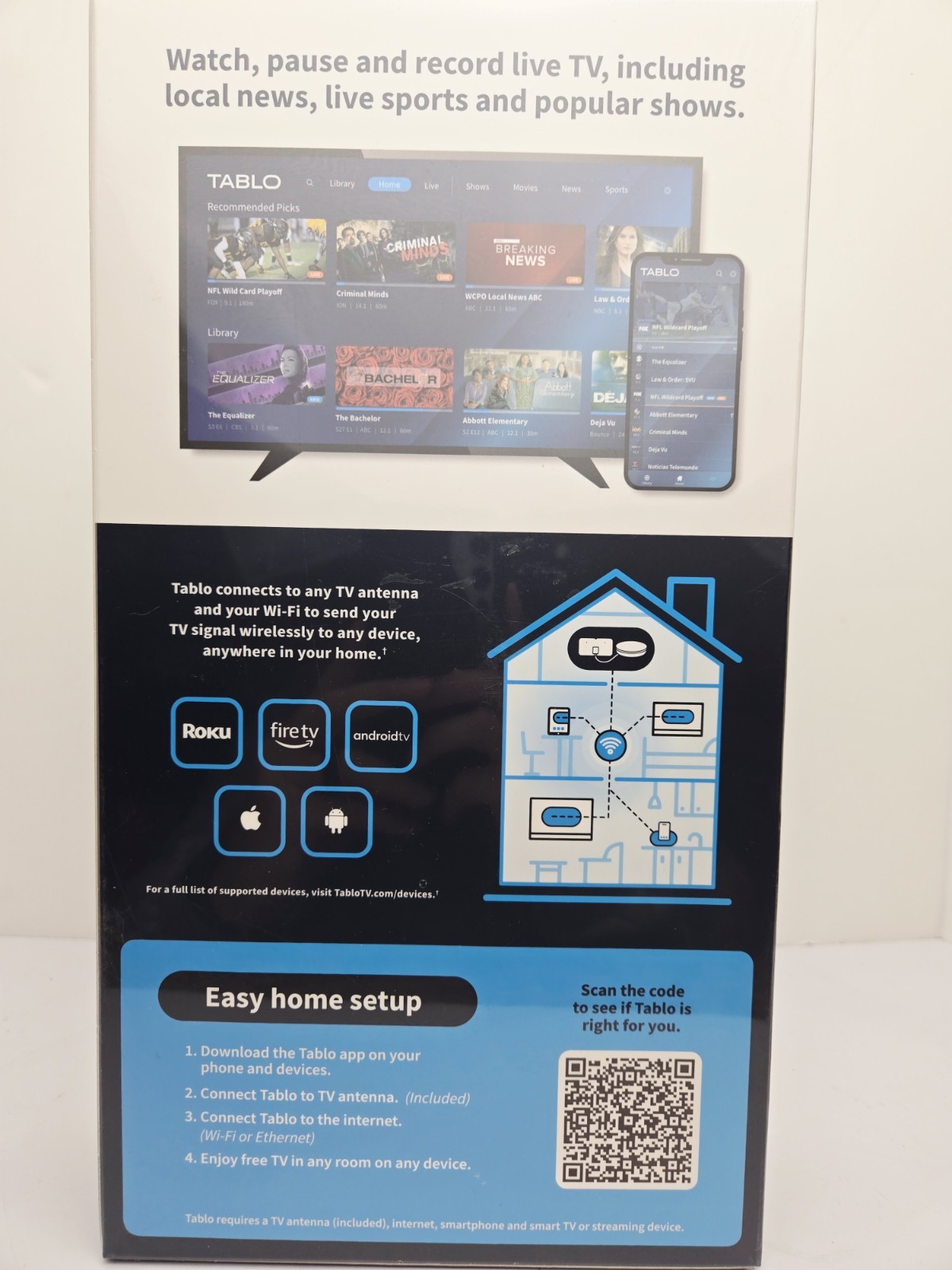 Tablo TV 4th Gen 2-Tuner 128GB 50+ Hours DVR with Antenna Watch & Record Live TV