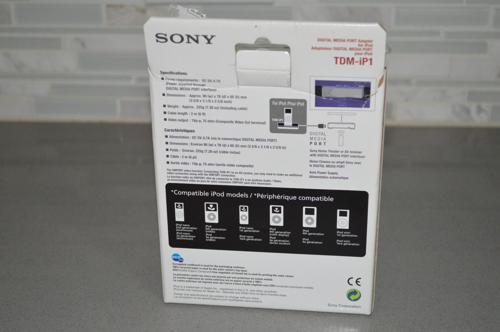 New Sony Digital Media Port TDM-iP1 Made For iPod Open Box