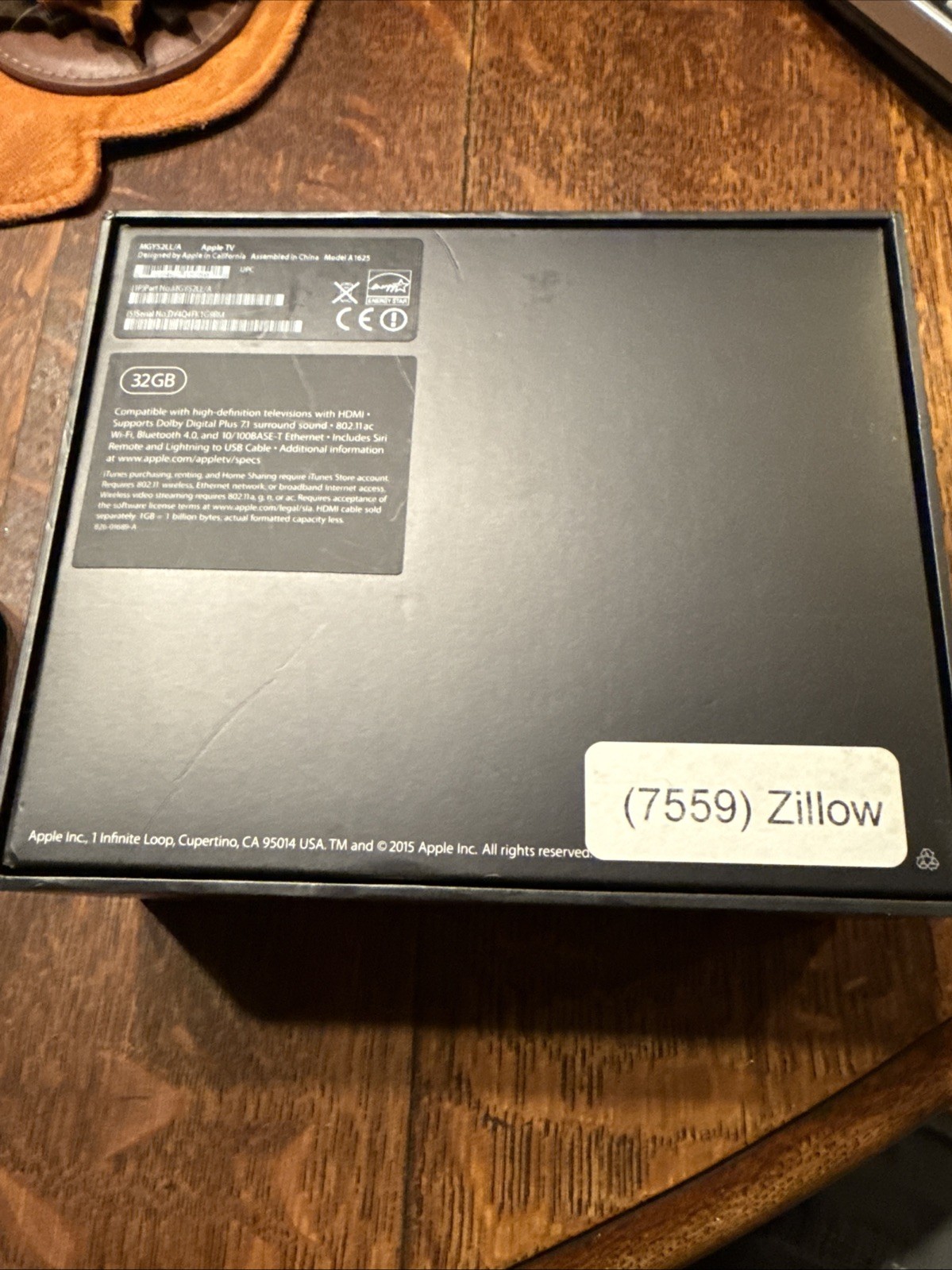 Apple TV 1080p 32GB MR912LL/A Model: A1625 EMPTY BOX ONLY No Accessories