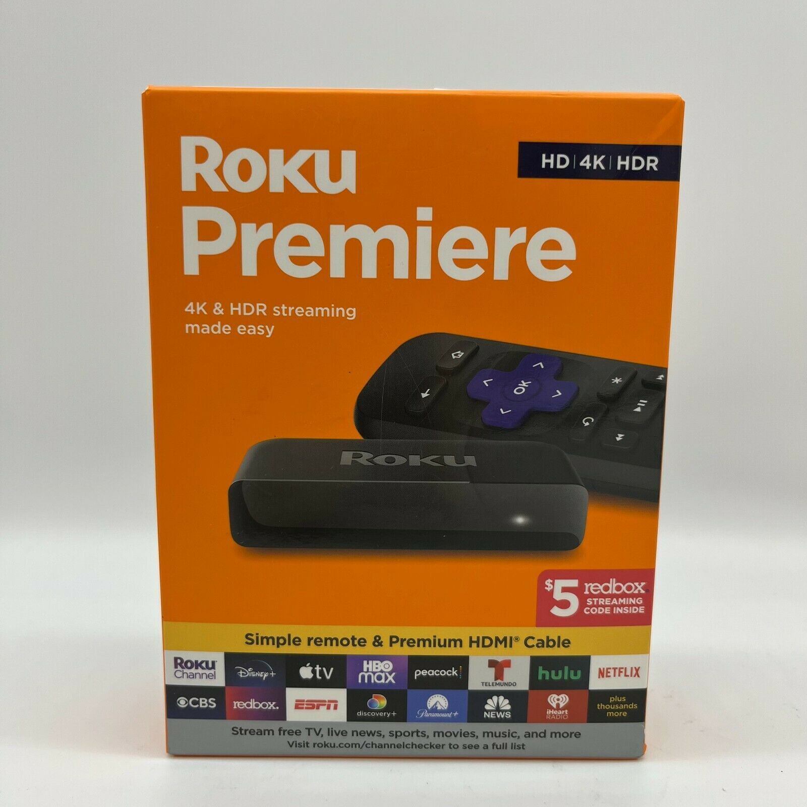 Roku Premiere 4K Digital Media Streamer Black 3920R Brand New 100% Good