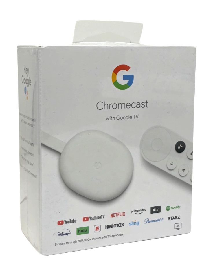 Chromecast Google TV 4K Streaming Device Voice Remote Snow DAMAGED RETAIL BOX