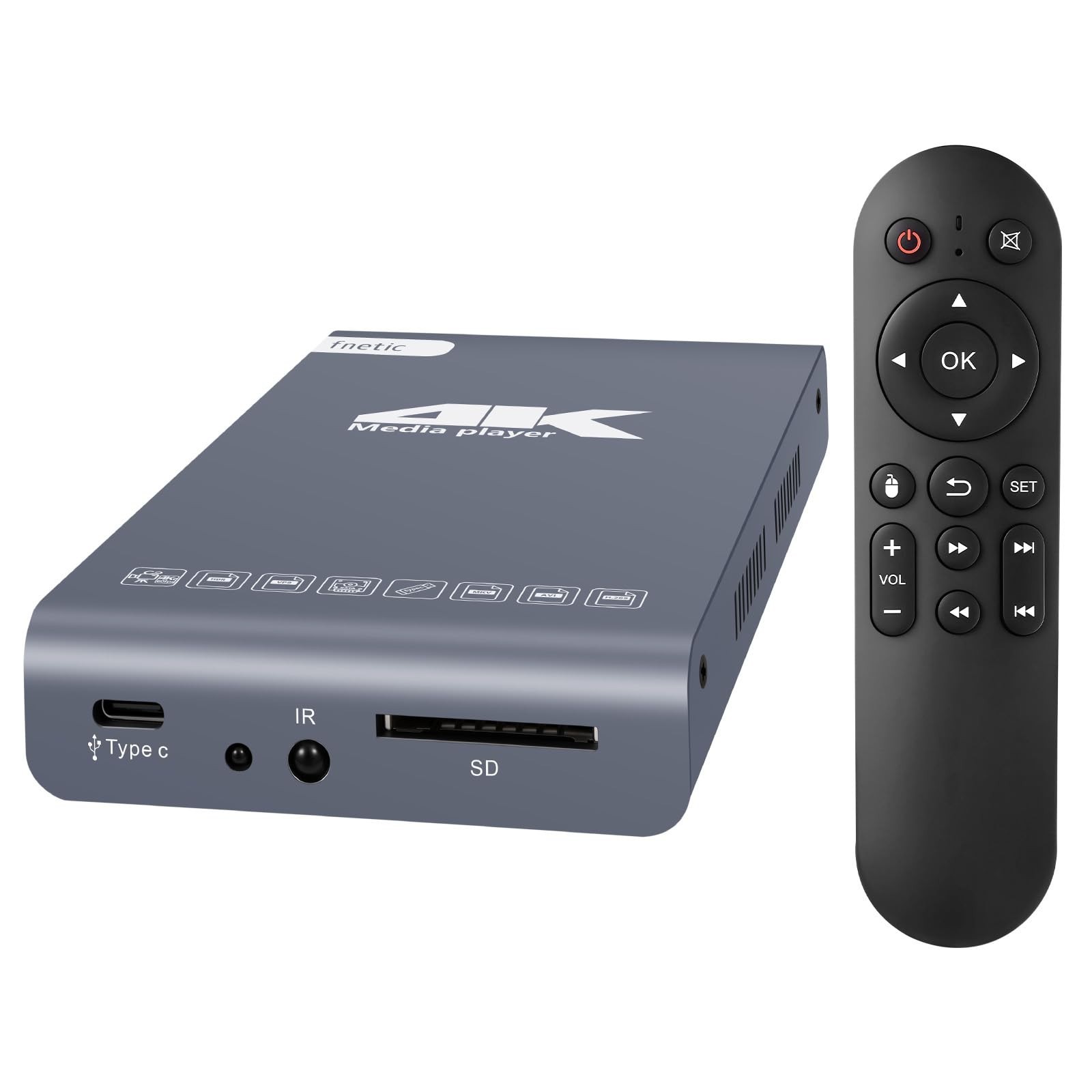 4K Ultra HD Digital Media Player & HDD Enclosure 2-in-1, MP4 Video Player, HDMI/