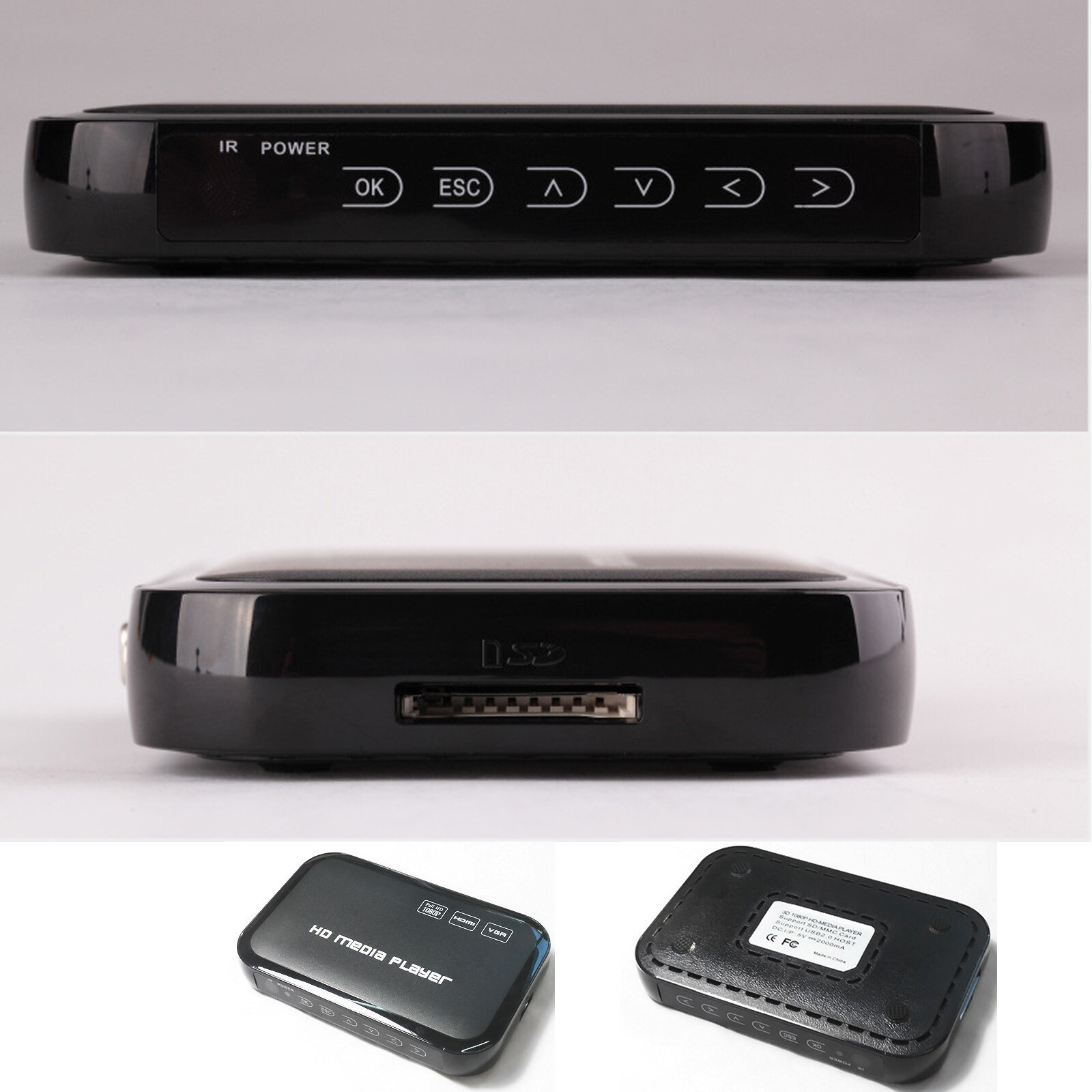 SD USB MMC HDMI VGA AV YPbPr 1080p Multi TV Media Player + IR Fernbedienung
