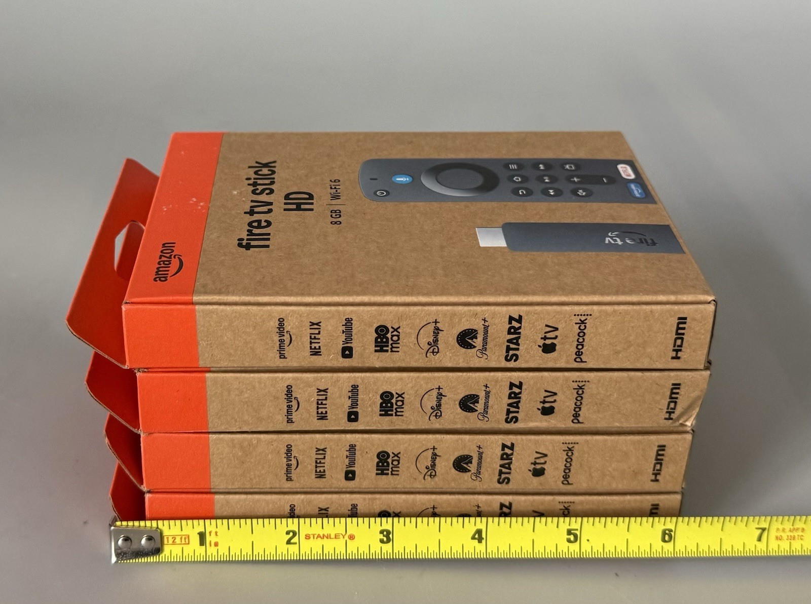 Lot of 4 Amazon Fire TV Stick HD 8GB Wi-Fi 6 — New Factory Sealed
