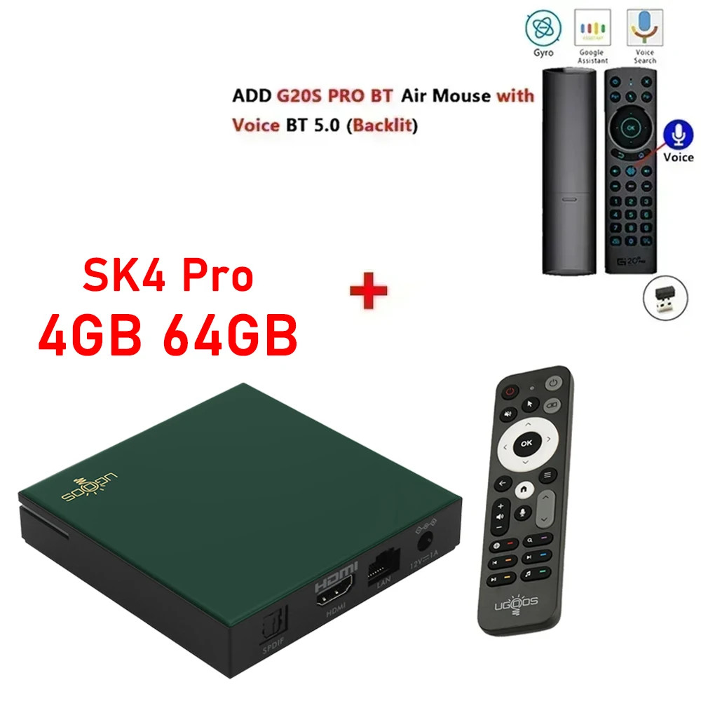 SK4 Pro Smart TV Box Android 14 Amlogic S905x5M-K LPDDR4 4GB 64GB 2.4G/5GWifi BT