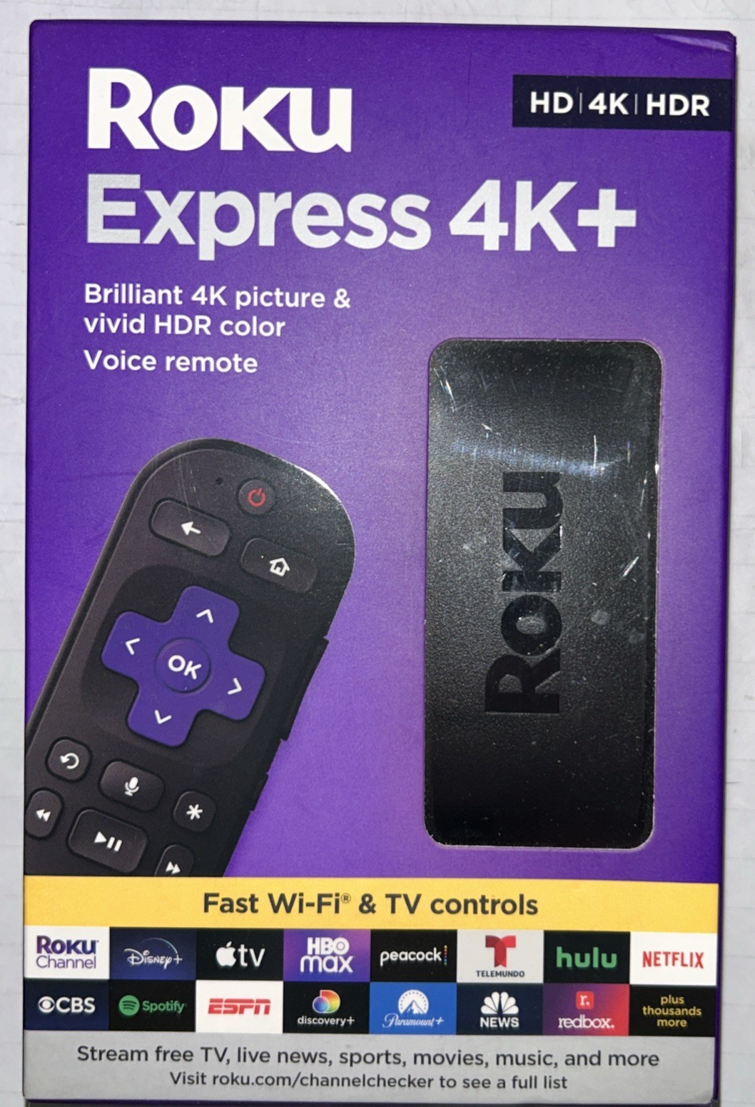 Roku Express 4K+ Streaming Media Player 3941R2 HD/4K/HDR with Voice Remote