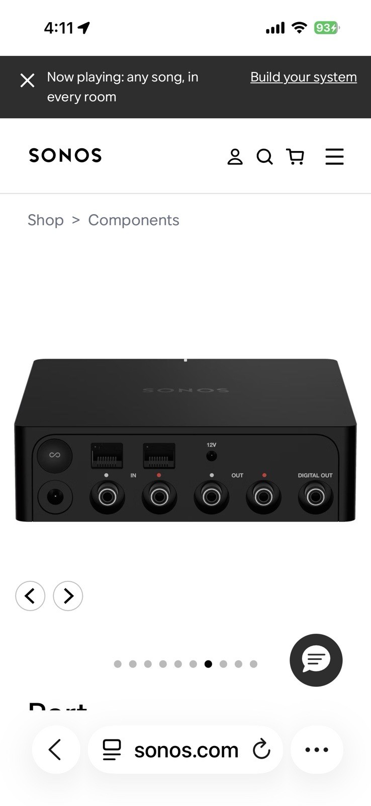 Sonos Port BRAND NEW SEALED Network Audio Streamer Coaxial RCA PORT1US1BLK