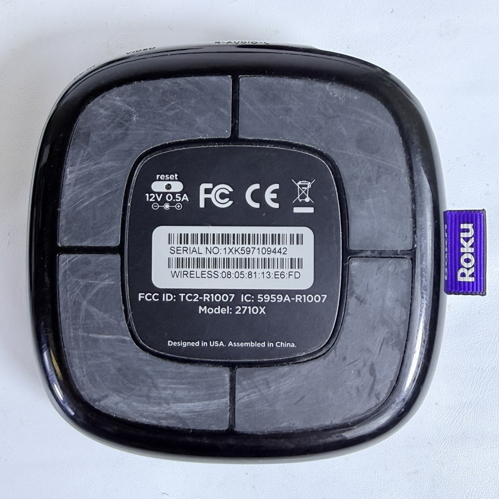 Roku 1 2710X Media Streamer OEM Remote HDMI AV Cables Power Supply Tested
