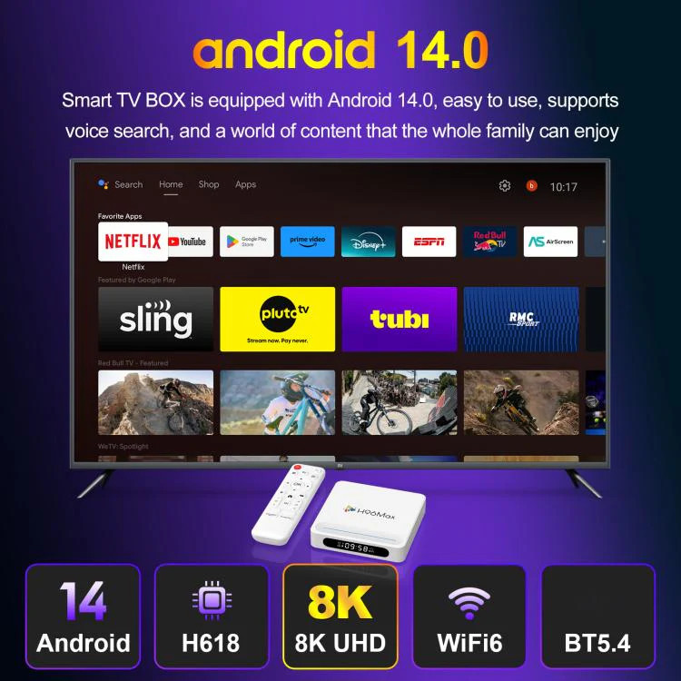 H96 Max H618 Plus Android 14.0 Smart TV Box, Allwinner H618 Quad-core ARM Corte