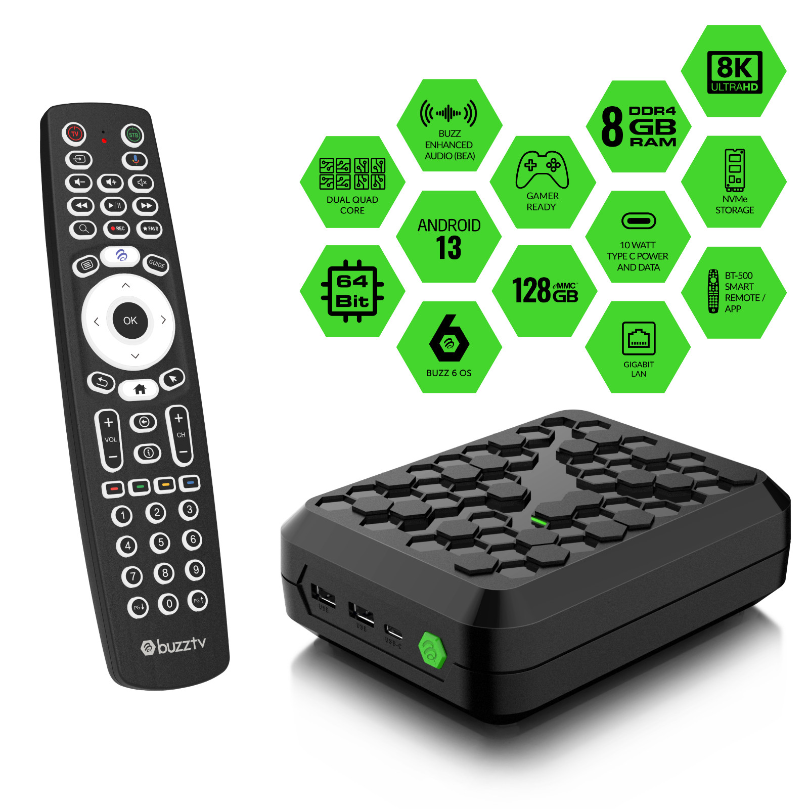 BuzzTV P6 PowerStation 8GB/128GB Android 13 8K Streaming TV Box Media Player