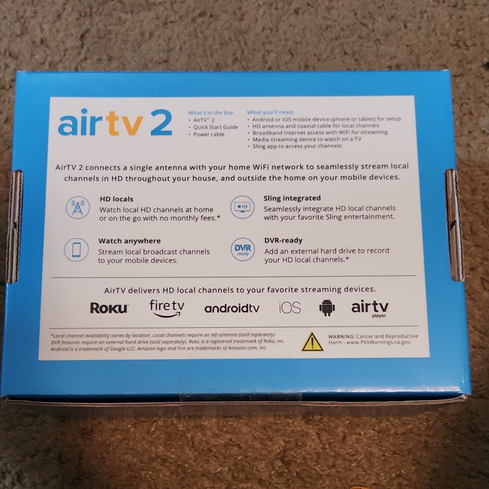 AirTV 2 HD Digital Local Channels Streaming Device for Sling, never opened