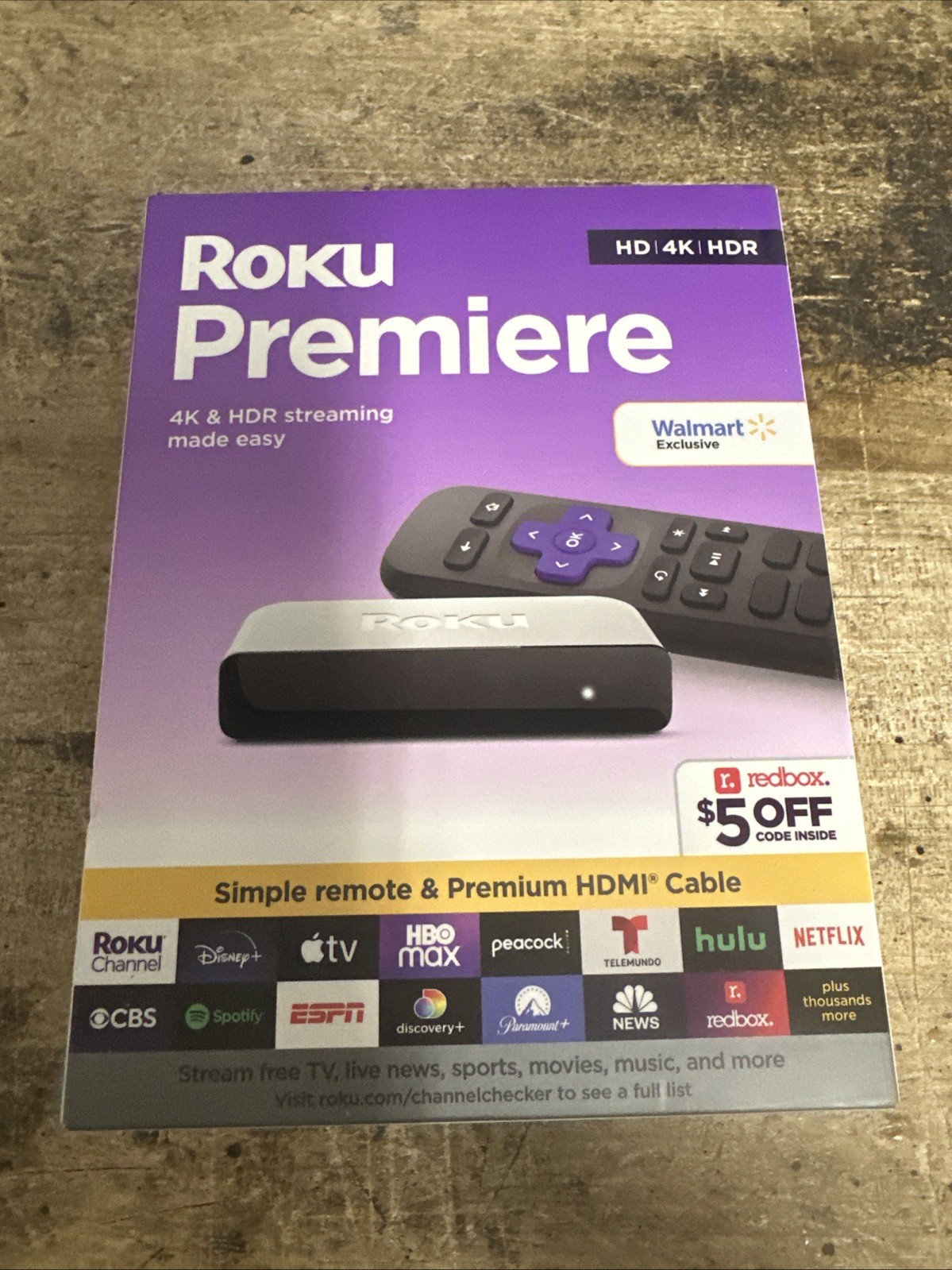New Roku Premiere 4K/HDR Streaming Media Player with HDMI Cable & Remote
