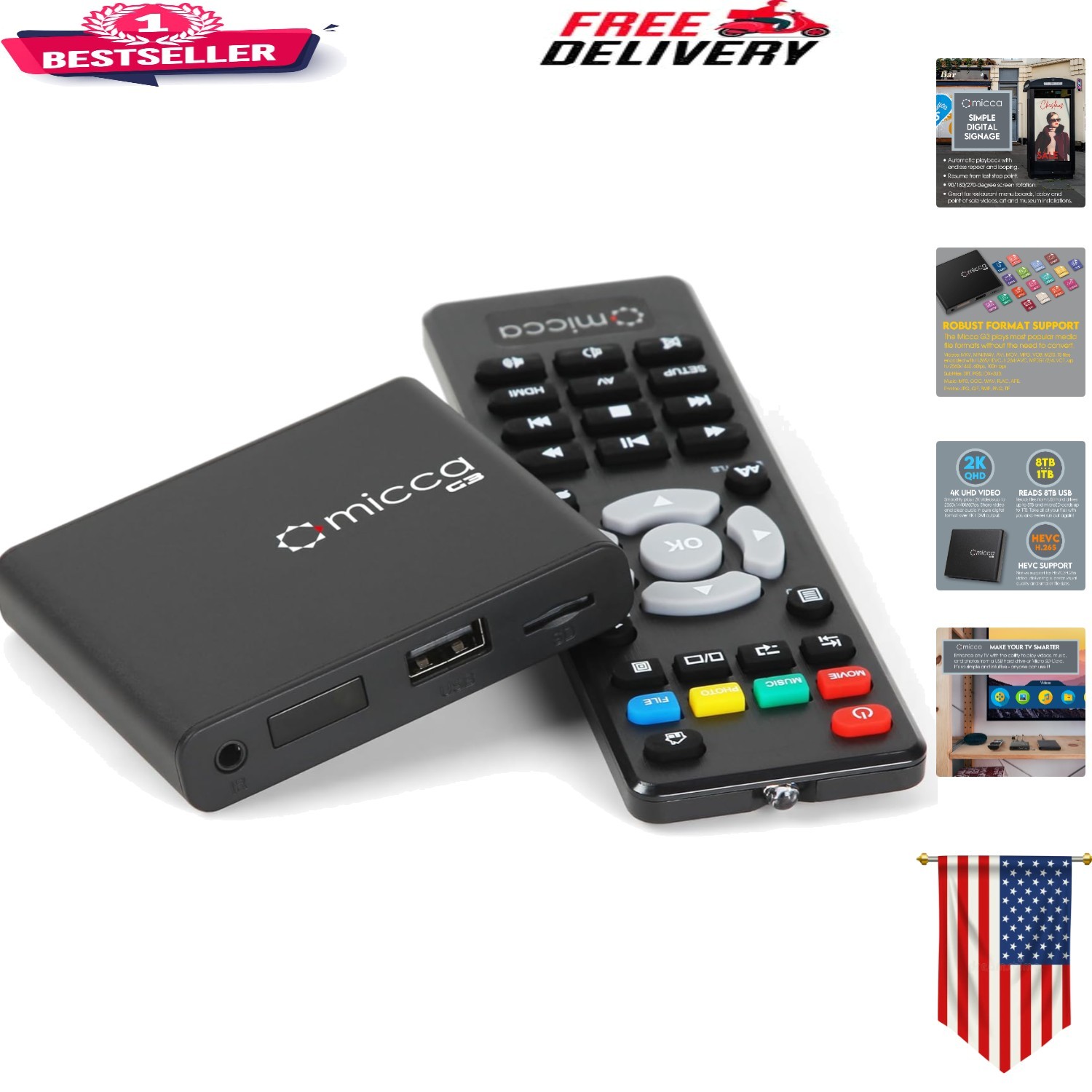 Compact G3 Digital Media Player – Supports 4K Playback via USB & MicroSD