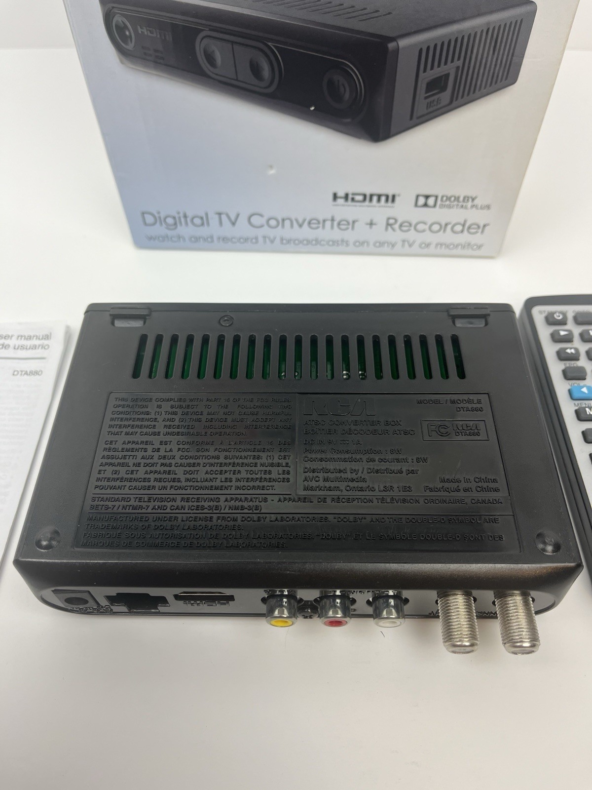 RCA Digital TV Converter Recorder DTA880 HDMI Complete W/ Remote, AV Cables