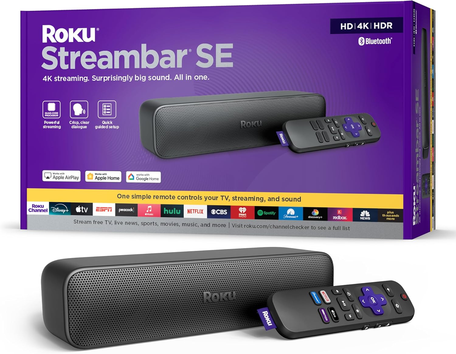 Streambar SE | 2-In-1 TV Soundbar with Built-In 4K/HD/HDR Streaming, Premium Spe