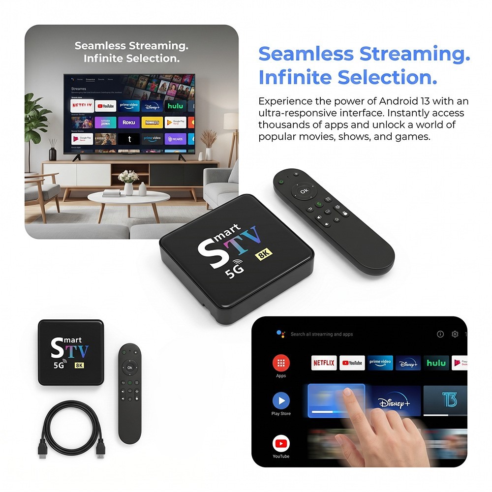Android 13 M98-M9 TV Box 4K Streaming Mini PC with Dual WiFi