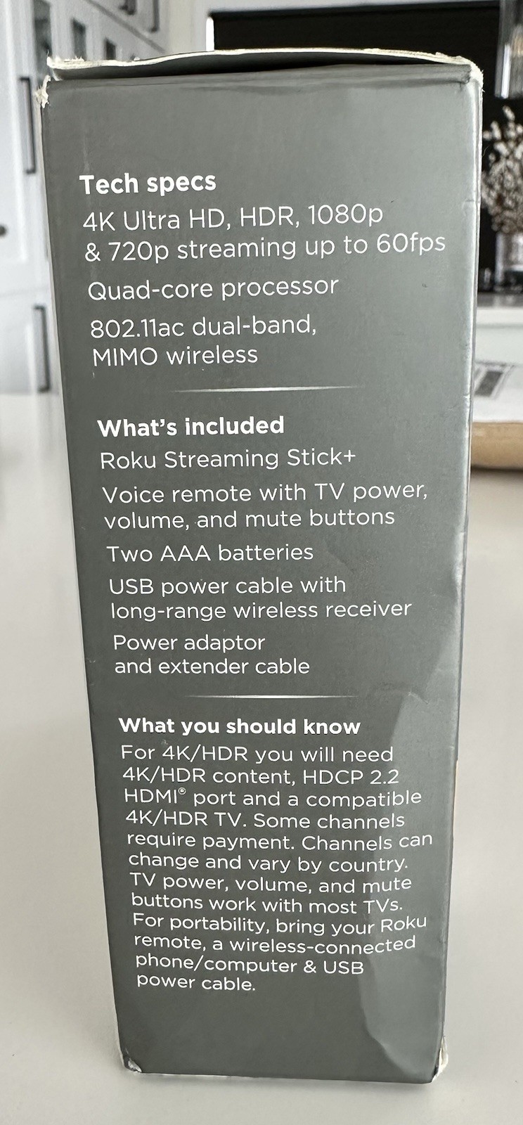 Roku Streaming Stick Plus 3810R – 4K HDR Media Player Voice Remote New Open Box