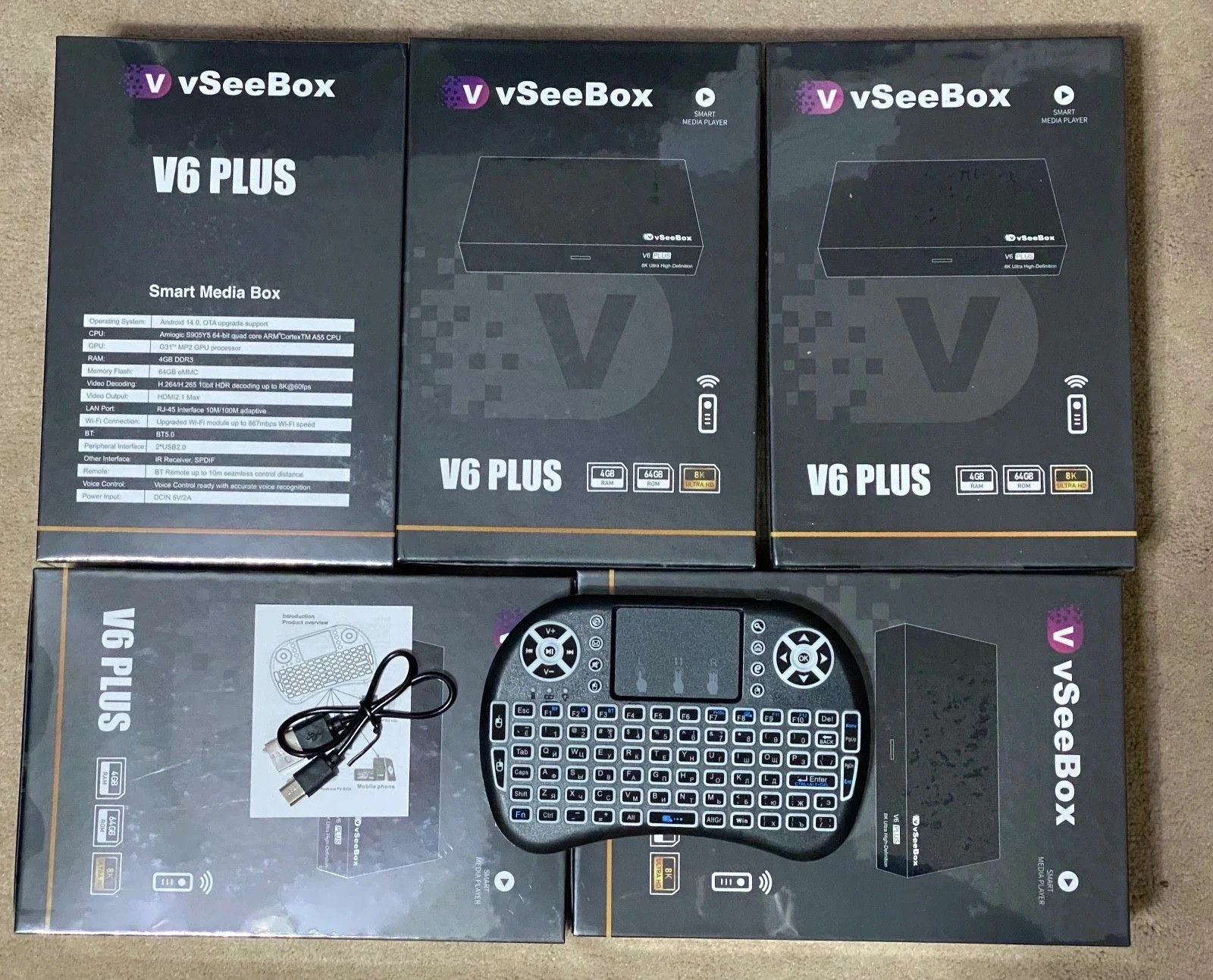 New 2026 V6 Plus + Mini Keyboard. Backlit Voice Remote, 8K, Lifetime Support