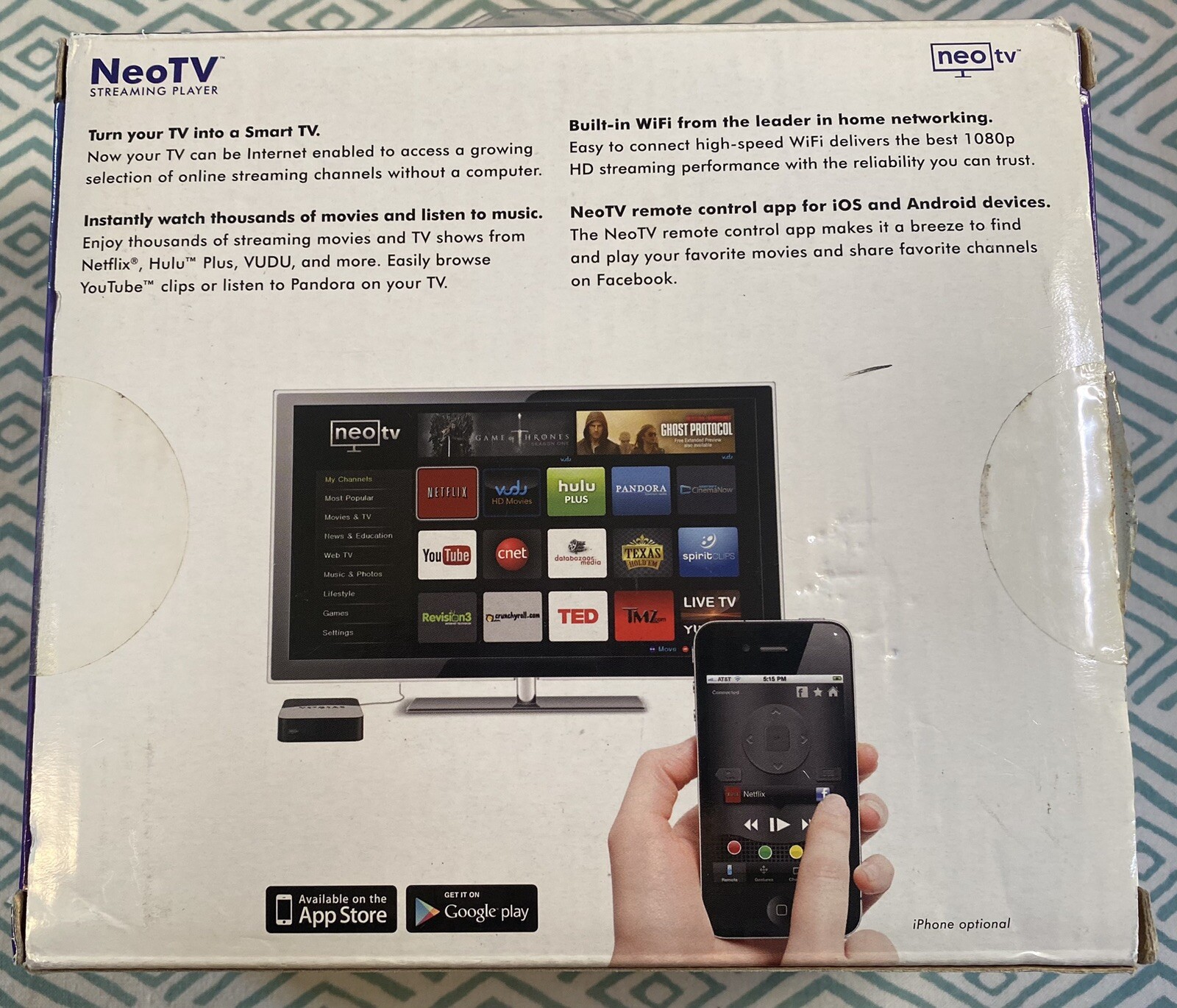 Netgear NTV300-100NAS NeoTV Digital HD Media Streamer Pre-owned (boxR)