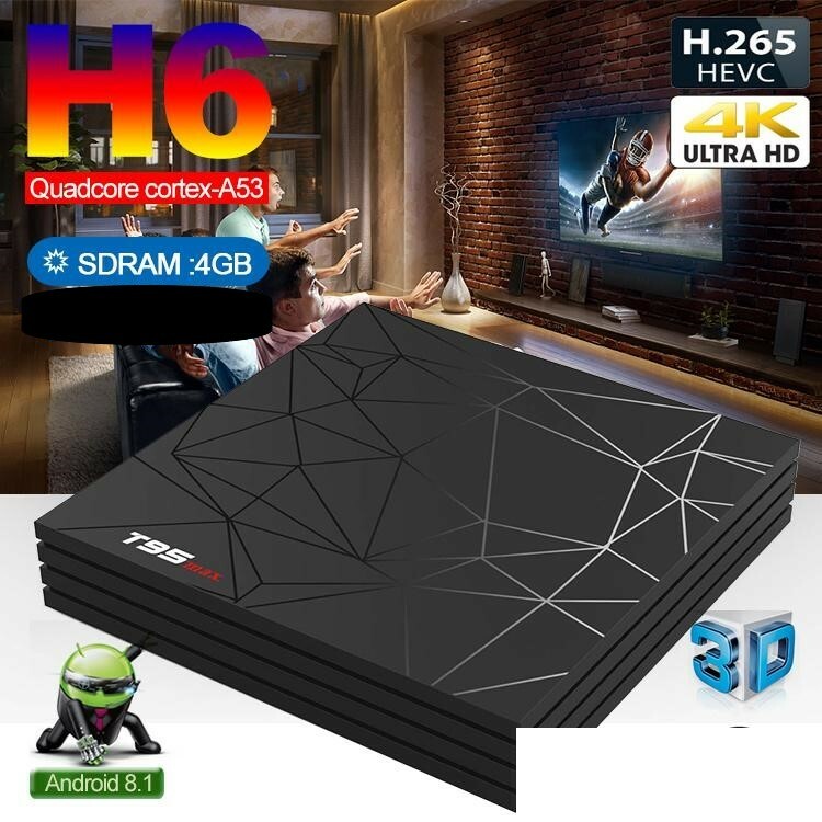 TV Box Allwinner H6 T95 Max (4 GB RAM & 32 GB ROM) 6K 4K HD (Android 9.0)