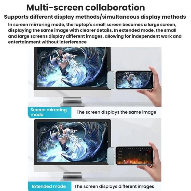 2 In 1 Type-C Portable Wireless Screen Mirroring Device HDMI Computer Wireless P