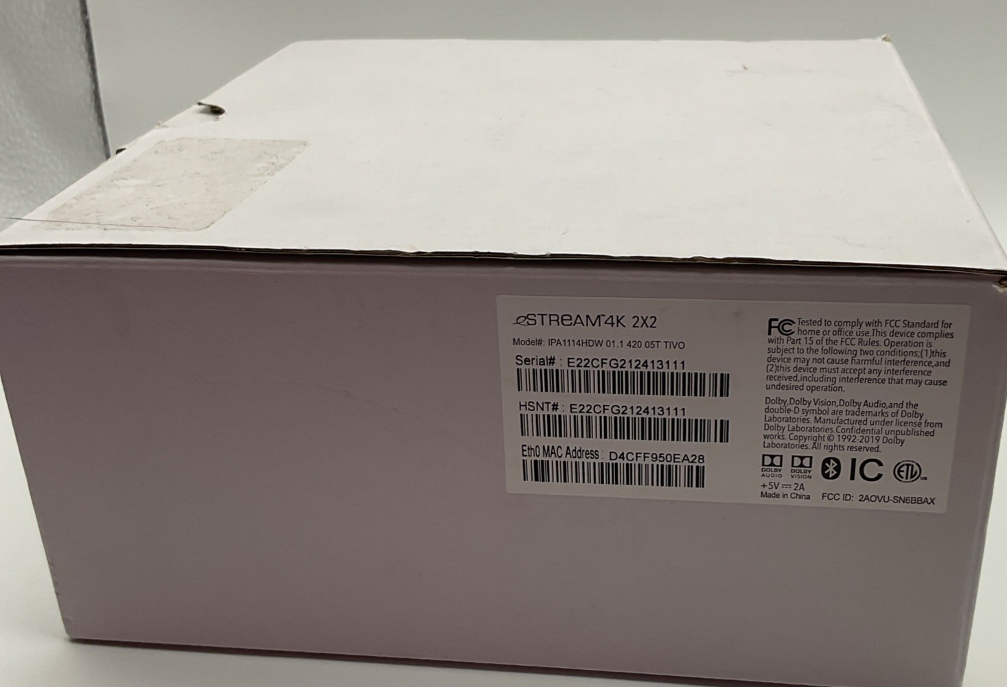 Tivo eStream 4K 2X2 Android Media Streaming Box Model IPA1114HDW