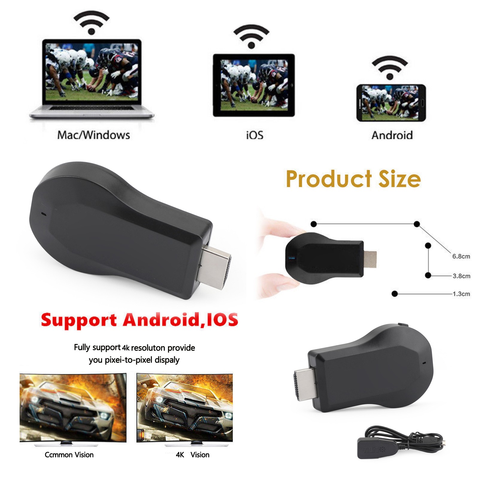 True 4K M100 TV Stick Dongle Receiver HDM TV WiFi TV Streamer CE
