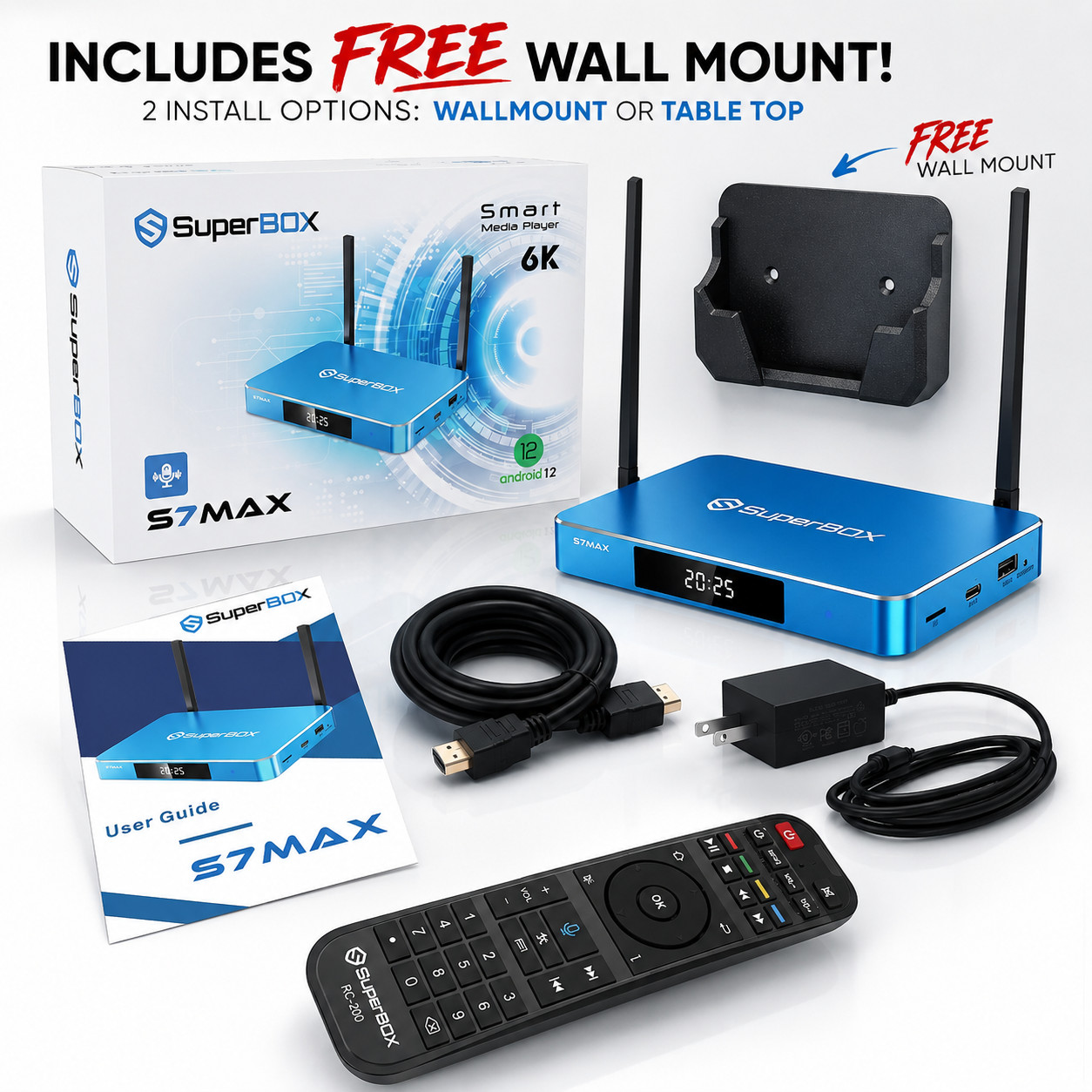 🔥SUPERBOX S7 MAX WITH 💥FREE WALL MOUNT! 💥FREE 2ND DAY AIR SHIPPING! ✈️