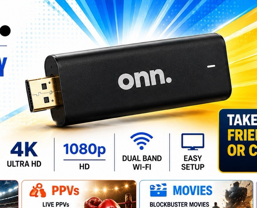 onn. OnnStick 4K Ultra HD Google TV HDMI Wi‑Fi Dual Band Voice Remote