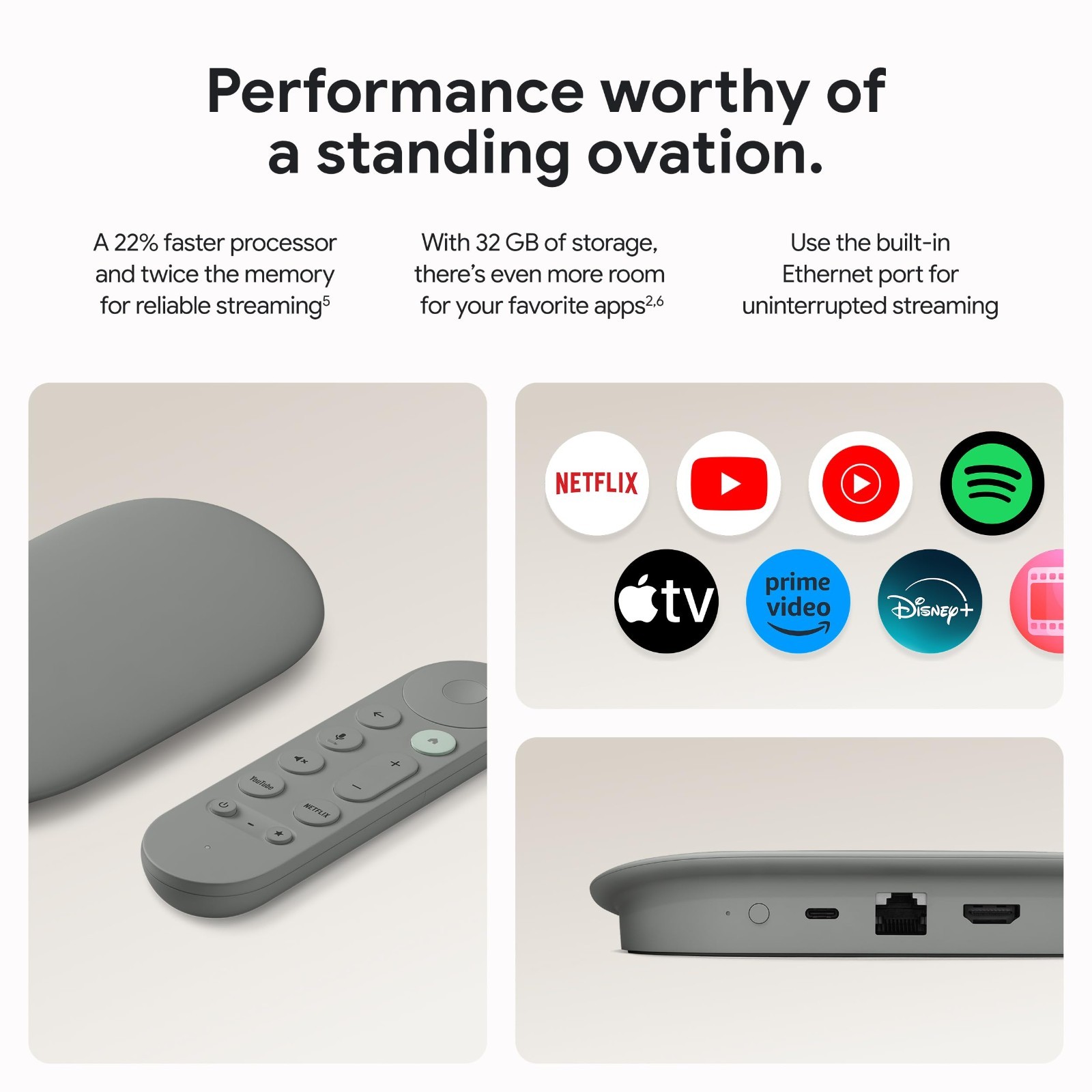 4K Streaming Media Player – Voice Search Remote, Smart Home Control, 32GB Storag