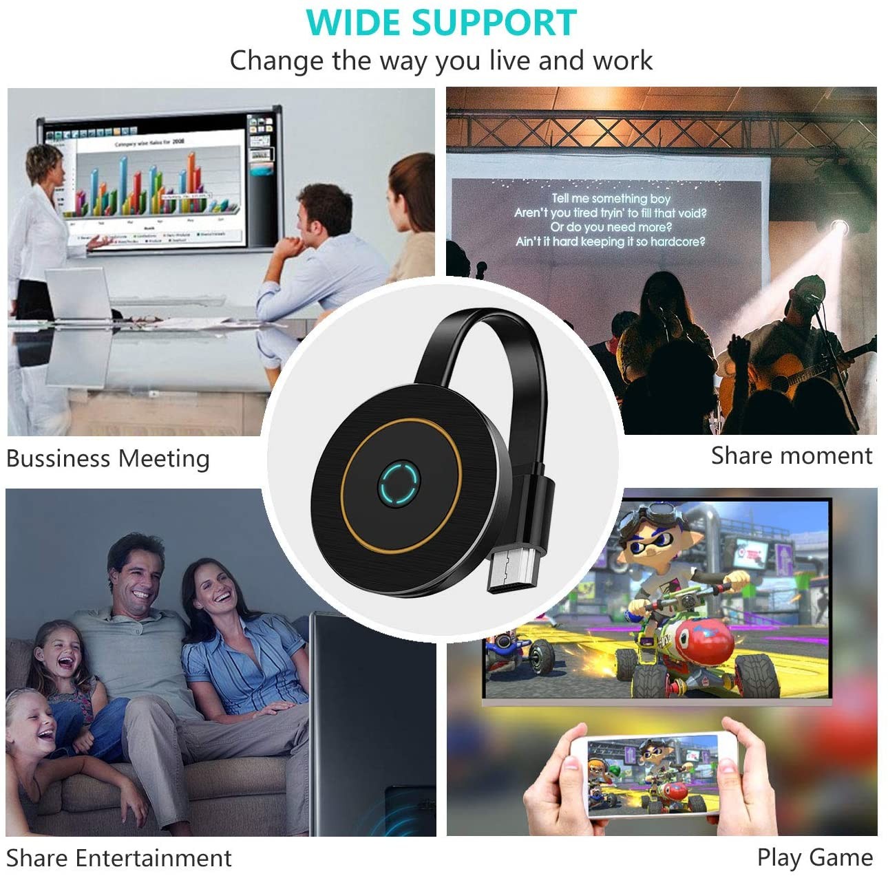 G10 True 4K TV Stick TV Streamer Display HDM WiFi Wireless Dongle Receiver #