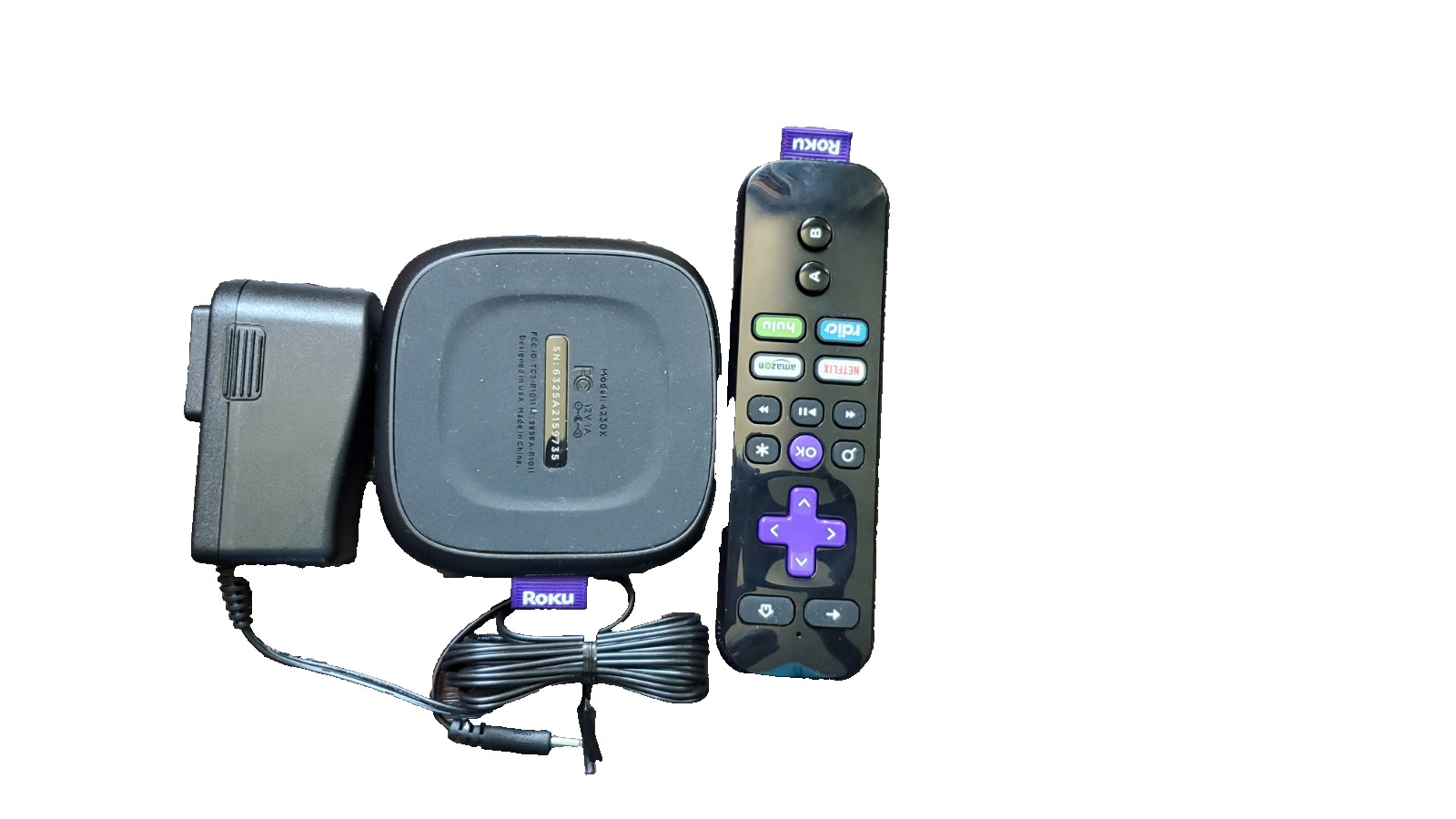 Roku 3 Digital HD Media Streamer Black model# 4230X with remote, and adapter