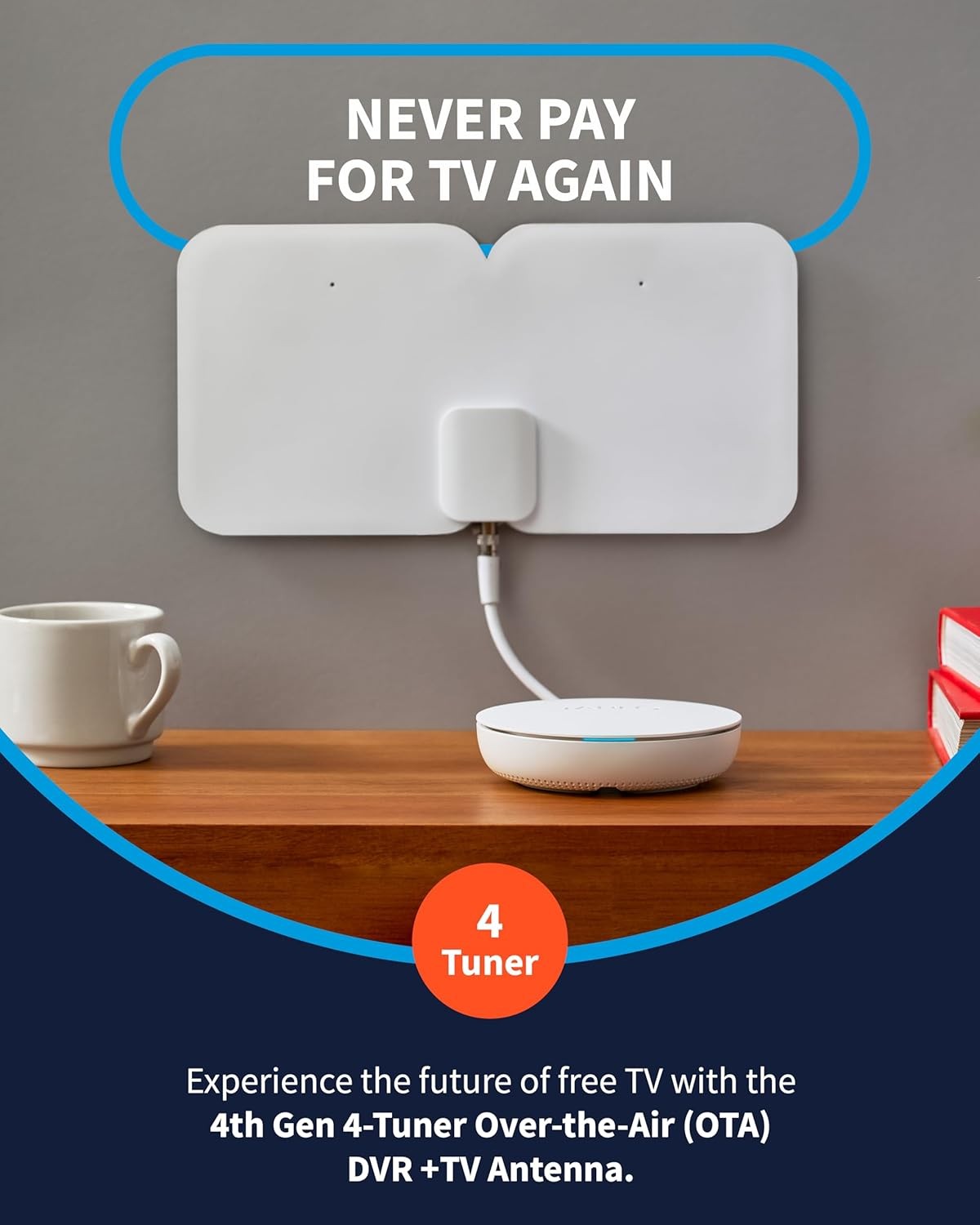 Tablo TV 4th Gen 4 Tuner OTA DVR Indoor Antenna 35 Mile