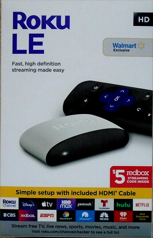 Roku LE HD Streaming Media Player with High Speed HDMI Cable and Simple Remote