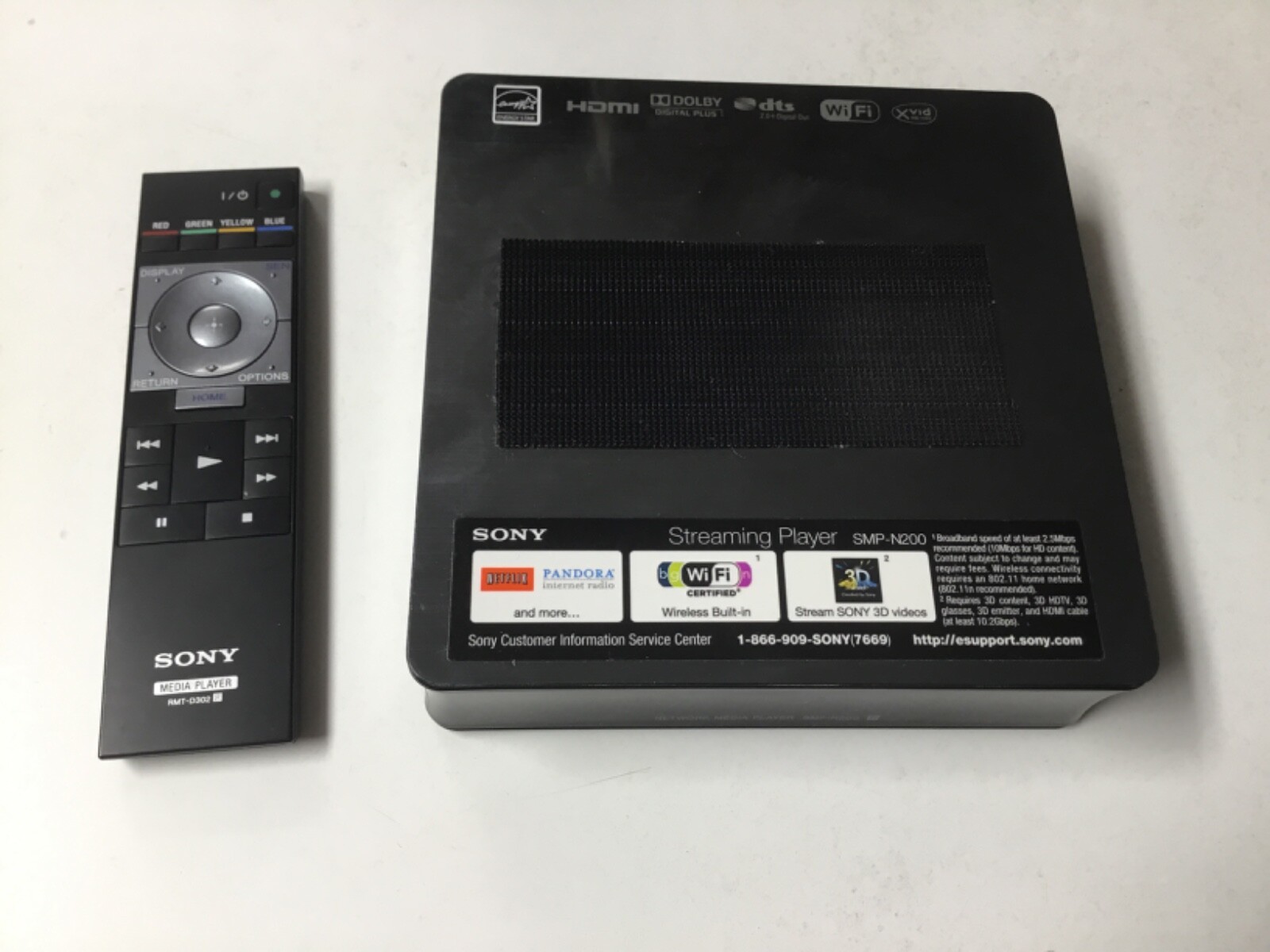 Sony SMP-N200 Network Media Player, Remote, Power Adapter, In Box Complete