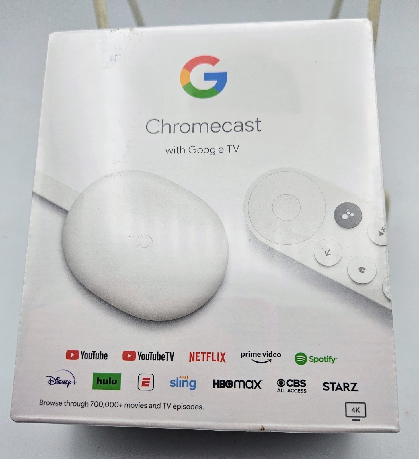 Google Chromecast with Google TV (White) Model GAO 1919-US 4K-UHD-4th. Gen. NIB