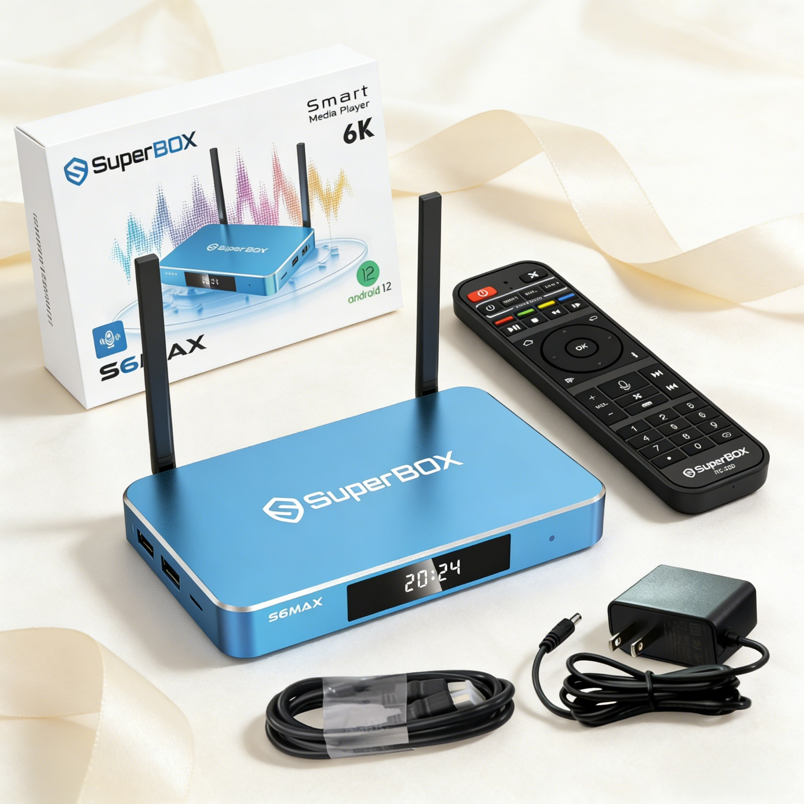 WiFi6 SuperBox S6 MAX Android 12 TV Box 4GB RAM 32GB Storage Bluetooth 5.0 Voice