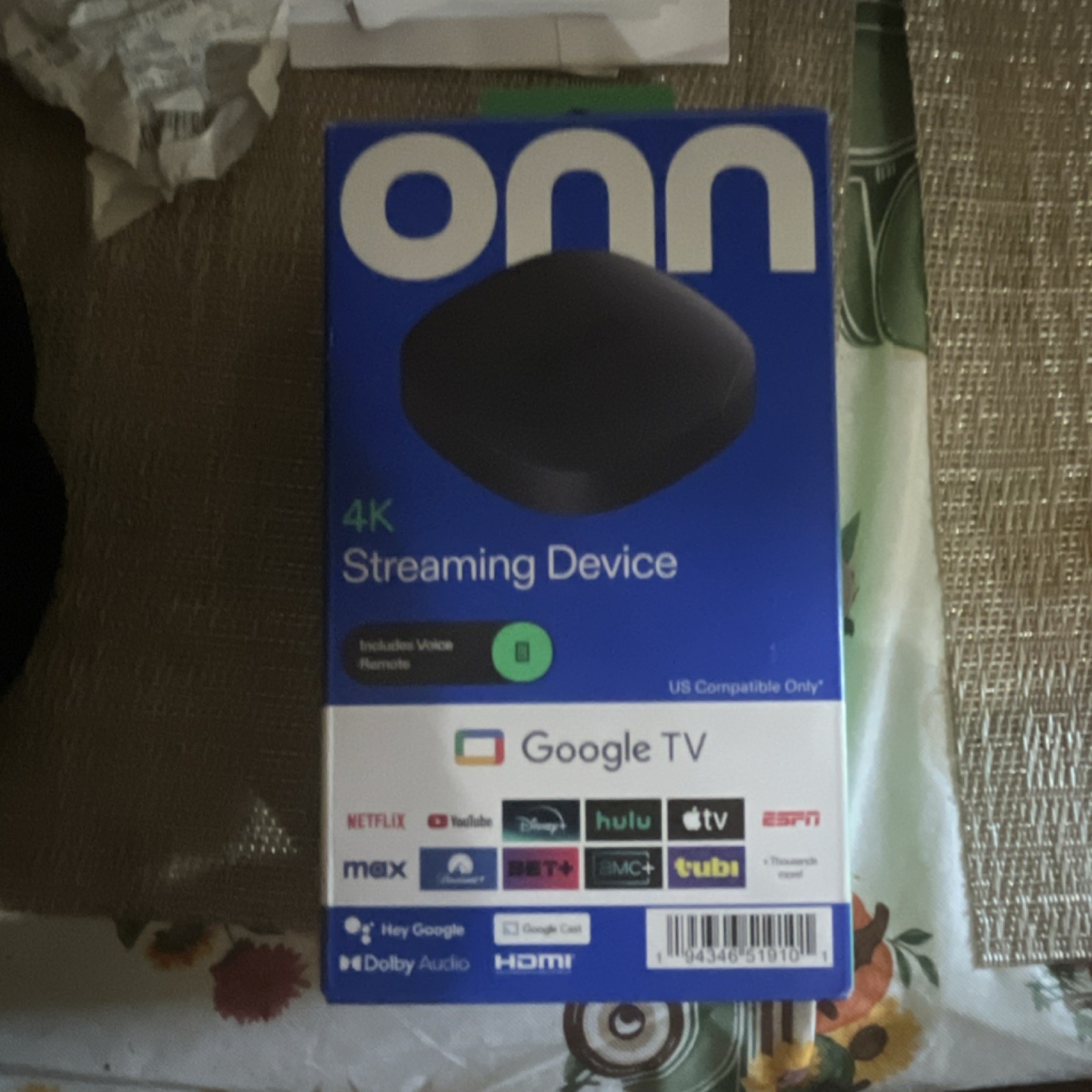 LOADED ONN. 4K Device Google TV Dolby Audio Wi-Fi HDMI Voice Remote