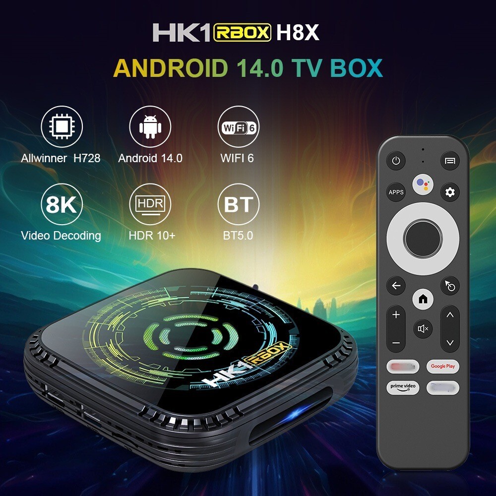 HK1 RBOX H8X H728 Android 14.0 TV box Octa Core 8K HDR10 1000M LAN Wifi6 Player