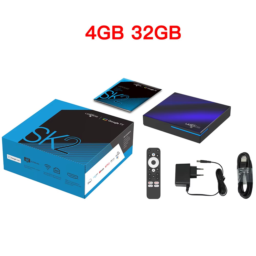 SK2 Smart TV Box Android 12 ARM Cortex-A55 4GB 32GB Wifi6 BT5.2 100M Set Top Box