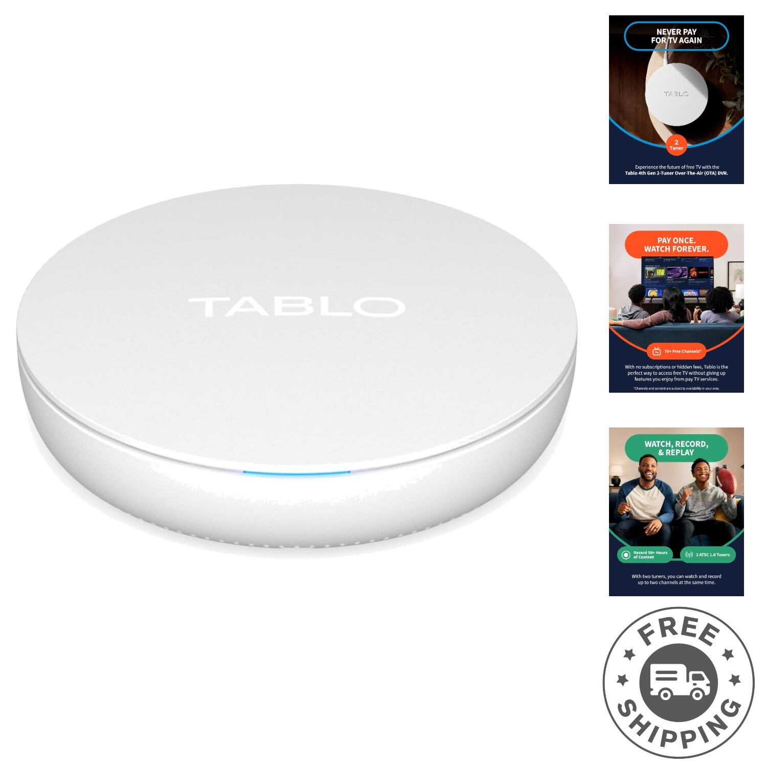 Tablo 4th Gen 2-Tuner OTA DVR – Record & Stream Live TV with No Subscription