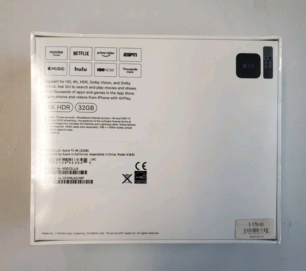 Apple TV 32GB (A1824) MQD22LL/A HD Media Streamer – NEW Sealed
