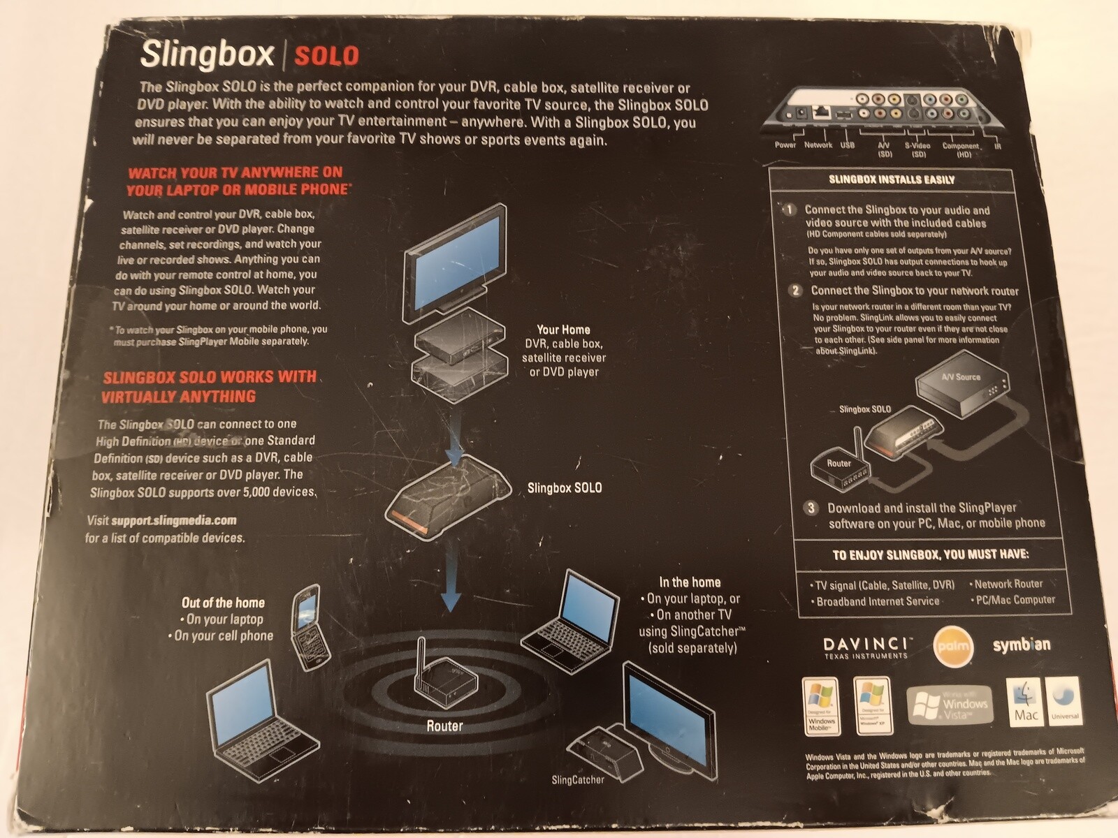 Slingbox SB260-100 Solo HD Compatible Sling Media Player SOLD FOR PARTS ONLY